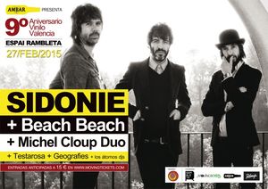 9º Aniversario Vinilo Valencia: Sidonie + Beach Beach + Michel Cloup Duo + Testarosa + Geografies + Atomos Djs en La Rambleta