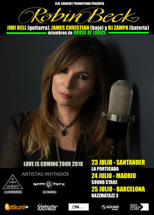 Robin Beck "Love is Coming Tour 2018" + Grey Attack + My Own Ghost en Madrid