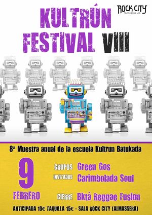 Kultrún Festival + invitados: Green Gos Batukada + Carimbolada Soul. Cierre: Baketá Reggae Fusion en Rock City