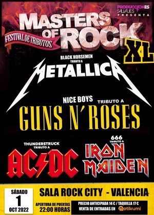 Festival de tributos Masters Of Rock en Valencia @Rock City