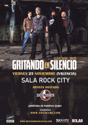 Gritando en Silencio + Entretiempo en Valencia @Rock City