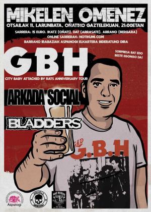 Concierto de Gbh + Arkada Social + Bladders en Oñate