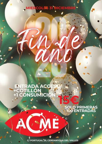 La mejor fiesta de fin de año de Cerdanyola 15€ una consumición+cotillón +copa de cava y 25€ 2 consumiciones+cotillón+1 copa de cava