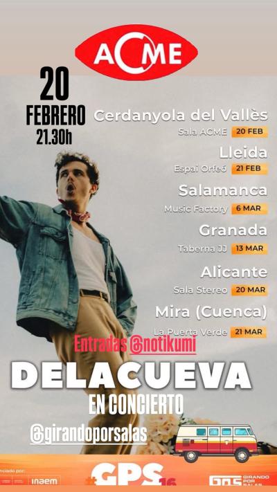 DELACUEVA a las 22:00 en sala ACME