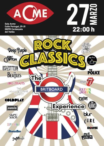 Llega a ACME el 27 de marzo a las 22:00 una noche de ROCK CLASSICS con la banda THE BRITBOARD EXPERIENCE