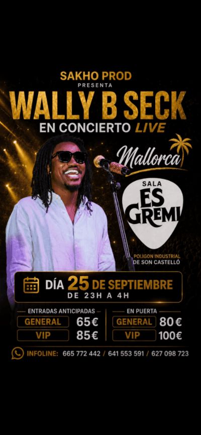 WALLY B SECK - CONCIERTO LIVE MALLORCA en Es Gremi en Palma de Mallorca